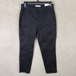 White House Black Market Pants Womens 4 Black High Rise Utility Crop Stretch NEW